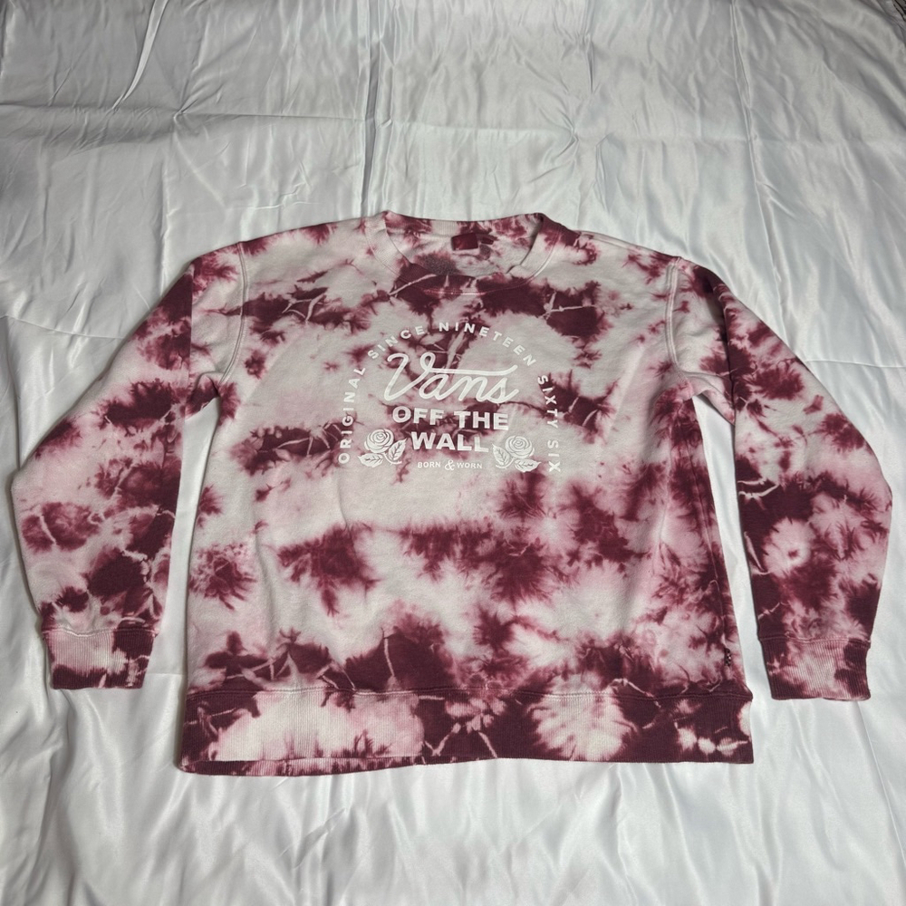 Women's Vans Tie-Dye Sweatshirt M White Burgundy